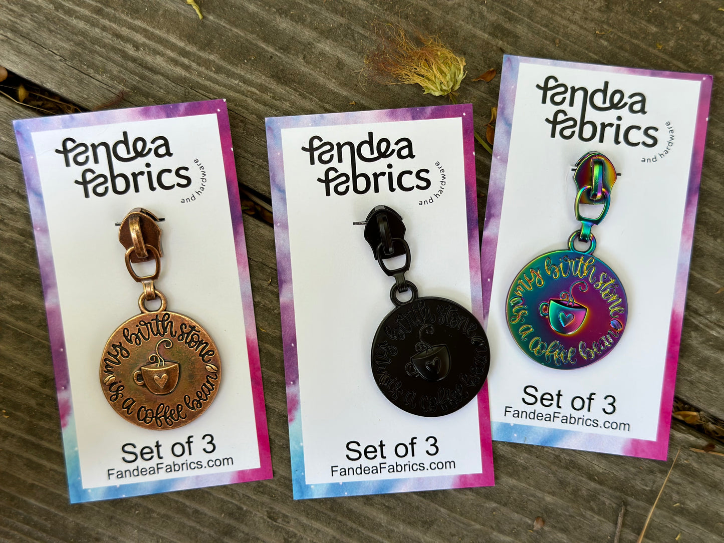 My Birthstone is a Coffee Bean (Pack of 3) Zipper Pull - RTS