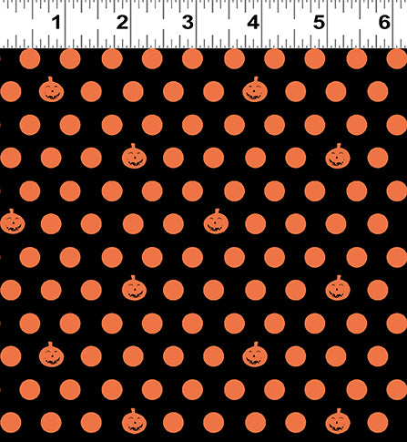 Retro Halloween - Pumpkin Dot, Orange on Black