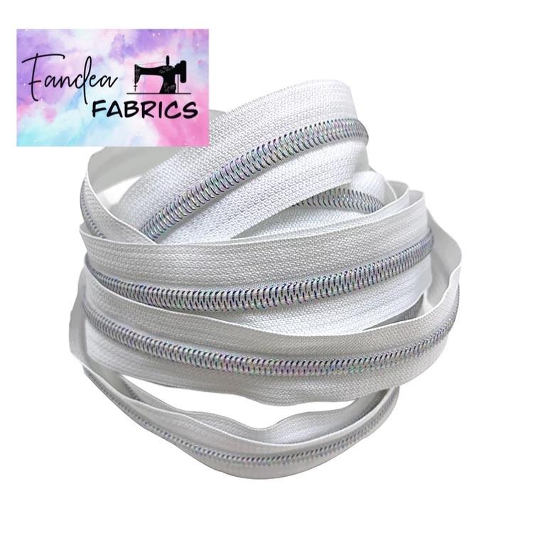 White Stardust teeth #5 zipper tape - RTS