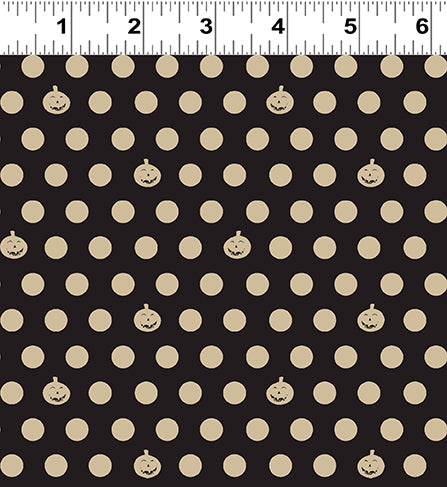 Retro Halloween - Pumpkin Dot, Cream on Dark Brown