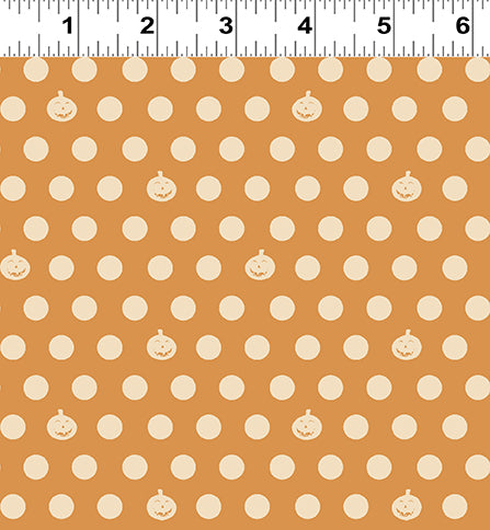 Retro Halloween - Pumpkin Dot, Cream on Orange