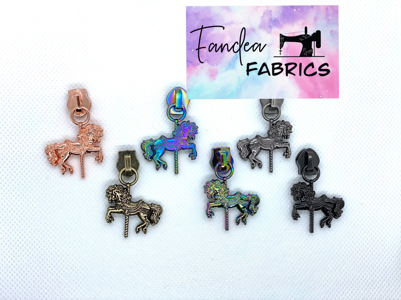 Carousel Horse Zipper Pull RTS Fandea Fabrics